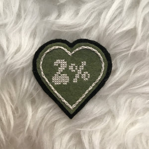 2% Heart Hand Stitched Sew-On Patch